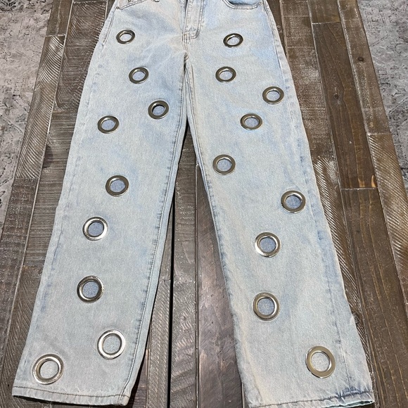 Edikted Light Blue Distressed Women Jeans - Picture 2 of 8